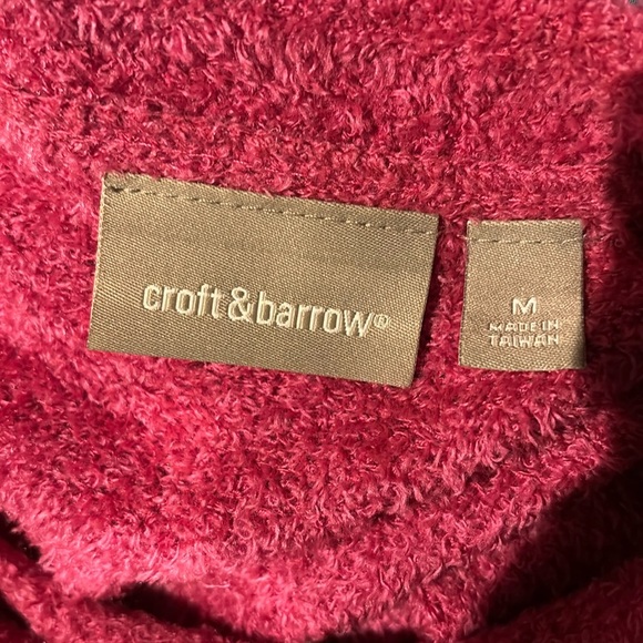 Croft & Barrow Barbie pink V popcorn pullover fuzzy sweater Sz M - Picture 4 of 7